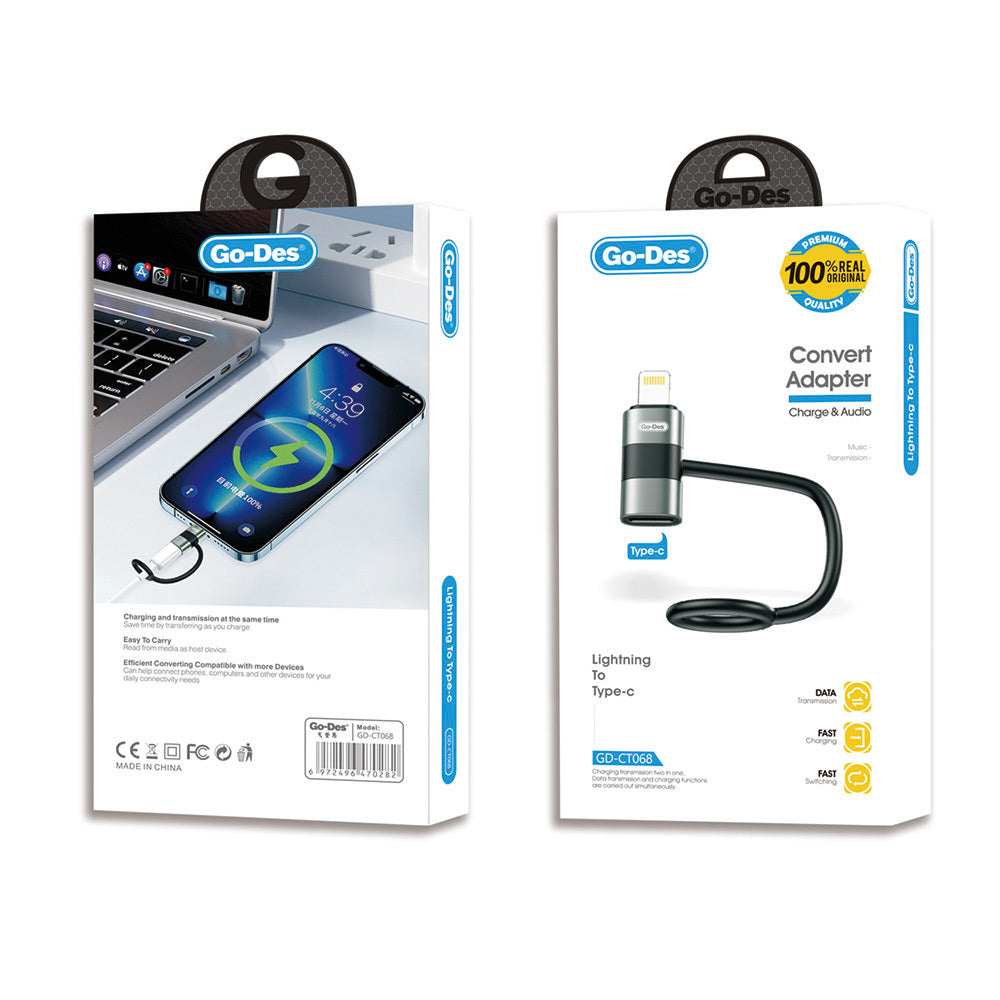 Go Des GD-CT068 Lightning to Type-C Data Ve Hızlı Şarj Adaptörü Go Des GD-CT068 Lightning to Type-C Data Ve Hızlı Şarj Adaptörü